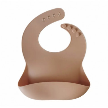 Нагрудник силиконовый Mommy Bag с карманом – Песочный