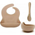 Набор посуды 3 ед. Песочный (нагрудник, тарелочка, ложка)