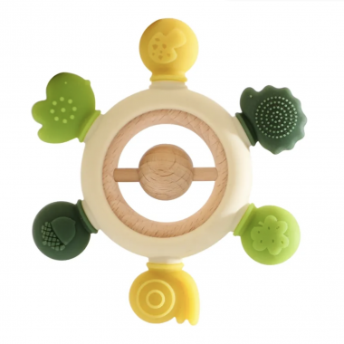 Игрушка-прорезыватель ортодонтический Mommy Bag со съемной насадкой, желто-зеленый