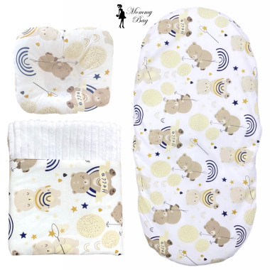 Набор 3в1 в КОЛЯСКУ RoyalBaby №19 Мишка с радугой с пледом