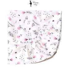 Простыня в стандартную кроватку 120*60 см №27 Розовые цветочки с бабочками.