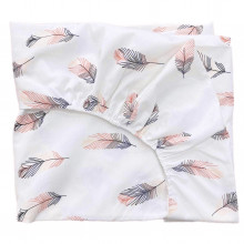 Простыня в стандартную кроватку 120*60 см №11 Перья розовые