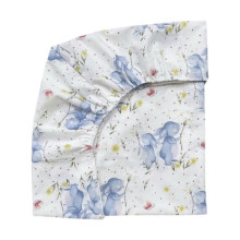 Простыня в стандартную кроватку 120*60 см №29 Зайчики голубые