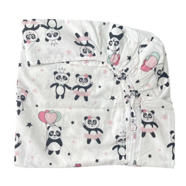 Простыня в стандартную кроватку 120*60 см №31 Панды розовые