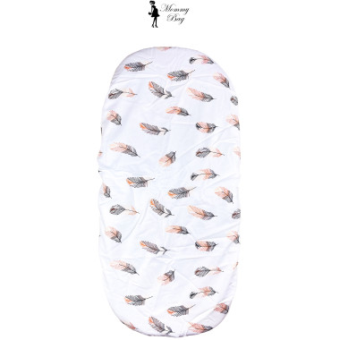 Простынь-наматрасник 80*40 см в коляску №5 Перья розовые