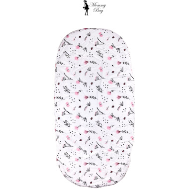 Простынь-наматрасник 80*40 см в коляску №12 Розовые цветочки с бабочками