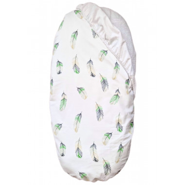 Простынь-наматрасник 80*40 см в коляску №3 Перья зеленые