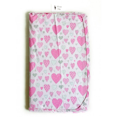 Простынь на резинке в детскую кроватку Розовые сердечки арт.СТ-3
