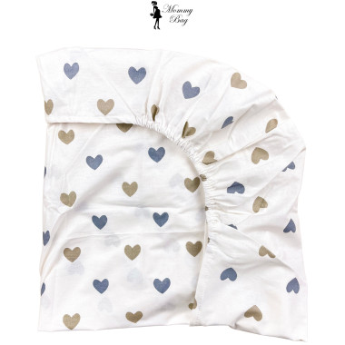 Простыня в стандартную кроватку 120*60 см №3 Сердечки серо-золотые