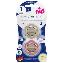 Пустышки Nip (соска) Вишенка Воздушная НОЧЬ кремово-красные (0-6 мес)