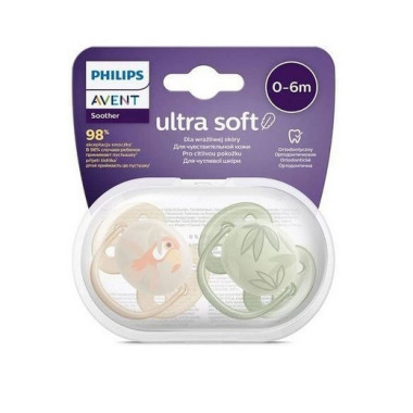 Пустышка Philips Avent Ultra Soft ультрамягкая, нейтральная 0-6 месяцев, 2 шт.