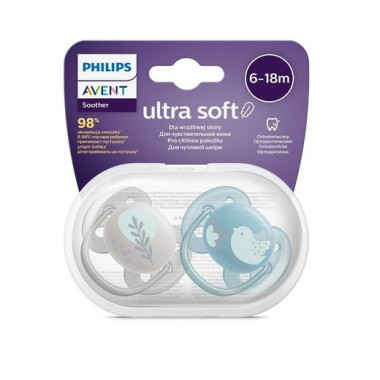 Пустышка Philips Avent Ultra Soft ультрамягкая, нейтральная 6-18 месяцев, 2 шт.