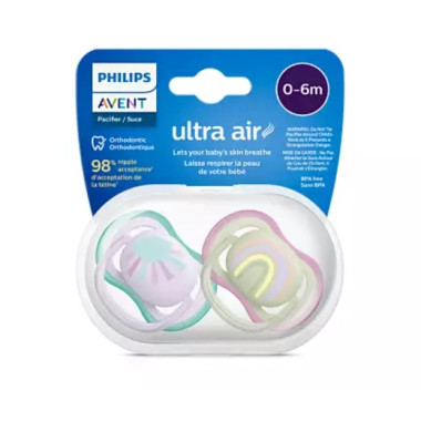 Пустышка Philips Avent Ultra Air для девочки 0-6 месяцев, 2 шт.