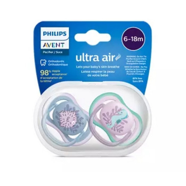 Пустышка Philips Avent Ultra Air для девочек 6-18 месяцев, 2 шт.