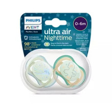 Пустышка Philips Avent Ultra Air ночная, нейтральная 0-6 месяцев, 2 шт. Пустышка Philips Avent Ultra Air ночная, нейтральная 0-6 месяцев, 2 шт.