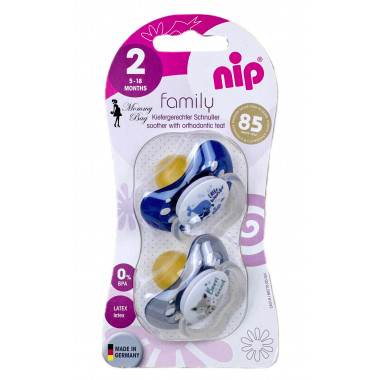 Пустышка Nip Моя семья, 5-18 мес., латекс, для мальчика, 2 шт.
