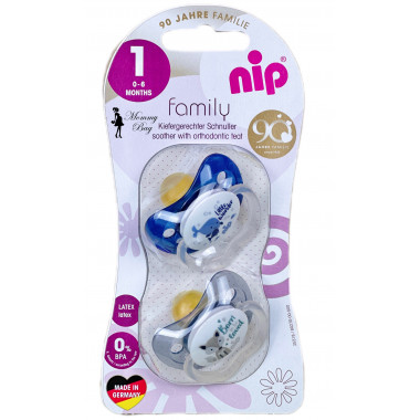 Пустышка Nip Моя семья, 0-6 мес., латекс, для мальчика, 2 шт.