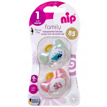 Пустышка Nip Моя семья, 0-6 мес., латекс, для девочки, 2 шт.