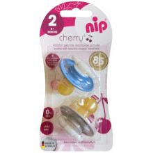 Пустышка Nip Вишенка, 6-18 мес., латекс, для мальчика, 2 шт. (Серо-синие)