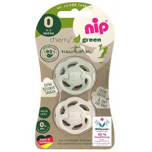 Пустышка Nip Вишенка GREEN Цветочек, 0-6 мес., латекс, для девочки, 2 шт. (Пудрово-молочные)