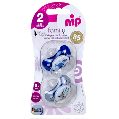 Пустышка Nip Моя семья, 5-18 мес., силикон, для мальчика, 2 шт.