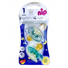 Пустышка Nip Вишенка НОЧЬ, 0-6 мес., латекс, для мальчик, 2 шт.