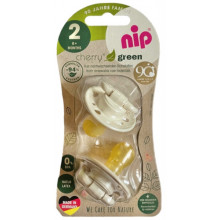 Пустышка Nip Вишенка GREEN, 6-18 мес., латекс, унисекс, 2 шт. (Бежево-молочные)