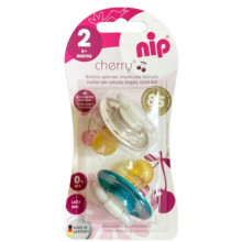 Пустышка Nip Вишенка, 6-18 мес., латекс, для мальчика, 2 шт. (Бирюзово-серые)