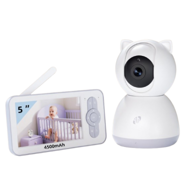 Видеоняня поворотная беспроводная IP-камера Kippi, двухсторонняя с датчиком плача, 5″ HD экран, Wi-Fi