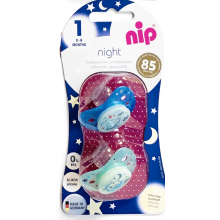 Пустышка Nip Моя семья Ночные, 0-6 мес., силикон, для мальчика, 2 шт.
