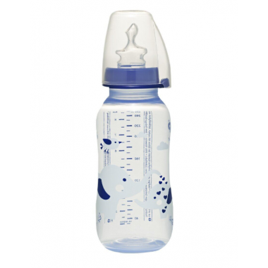 Бутылочка антиколиковая Nip Слоники для мальчика синяя, 250 мл
