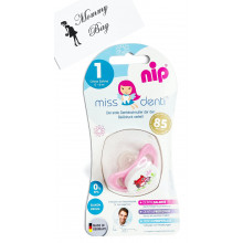 Пустышка Nip Miss Denti, 0-6 мес., силикон, для девочки Сова с совенком, 1 шт.