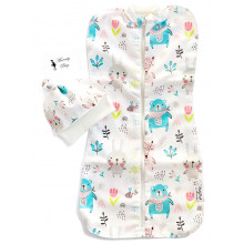 Евро-пеленка кокон на молнии с шапочкой Лесные зверята #16 