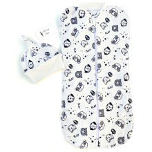 Евро-пеленка кокон на молнии с шапочкой Собачки #14 Молочный