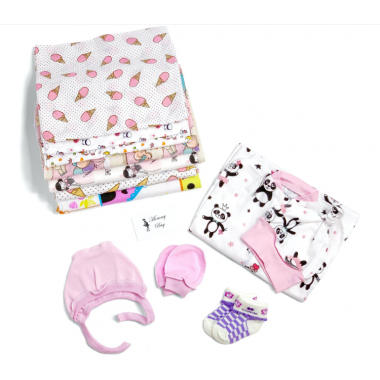 Набор в роддом мини детские пеленки 8+3 для девочки
