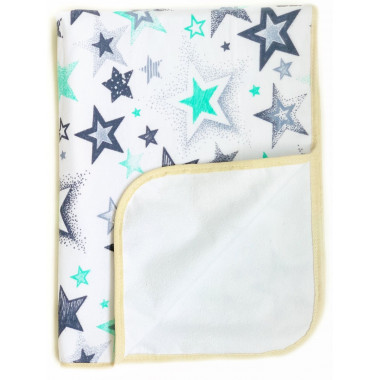 Непромокаемая пеленка многоразовая Звездочки серо-бирюзовые - #12