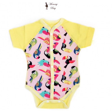 Боди Лимонный RoyalBaby Птички р.56, 0-3 мес