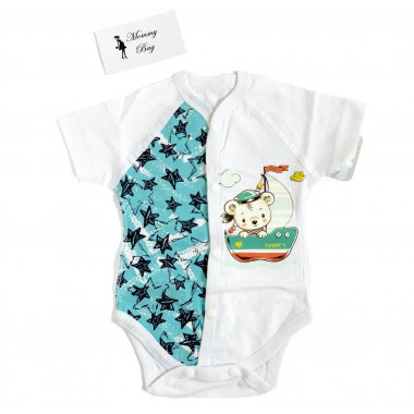 Боди Белое RoyalBaby Звездочки р.56, 0-3 мес