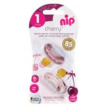 Пустышка Nip Вишенка, 0-6 мес., латекс, для девочки, 2 шт.(Розовые)