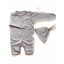 Слипик (человечек) + шапочка 0-3 мес Серый 56см