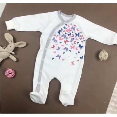 Человечек RoyalBaby Молочный с бабочками, р.56 - 0-3 мес.