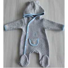 Человечек с капюшоном RoyalBaby Серо-голубой р.56, 0-3 мес