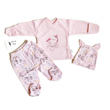 Комплект 3 ед. RoyalBaby Единорожки Розовые р.56, 0-3 мес