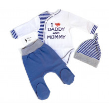 Комплект 3 ед. RoyalBaby I Love Daddy and Mummy, р.56 - 0-3 мес. Комплект 3 ед. RoyalBaby I Love Daddy and Mummy, р.56 - 0-3 мес.