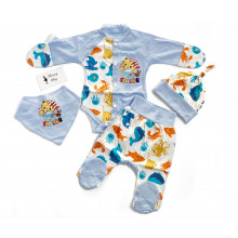 Комплект 4 ед. RoyalBaby Морские друзья со слюнявчиком р.56, 0-3 мес