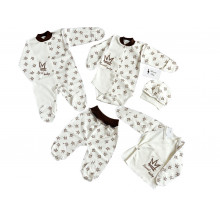 Комплект полный 5 ед. RoyalBaby Бежевые короны р.56-62, 0-6 мес