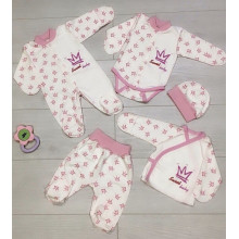 Комплект полный 5 ед. RoyalBaby Розовые короны р.56-62, 0-6 мес