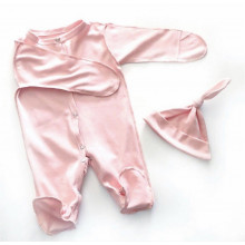 Слипик (человечек) + шапочка 0-3 мес Пудровый 56 см