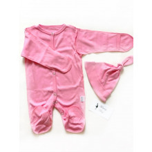Слипик (человечек) + шапочка 0-3 мес Розовий 56 см