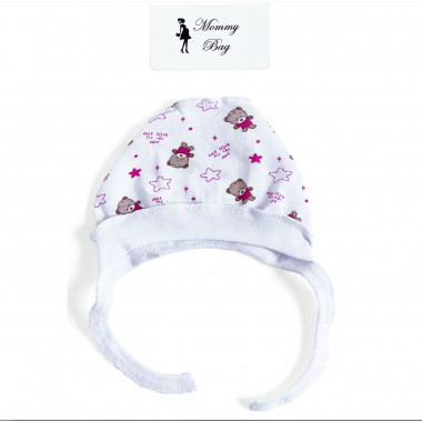Шапочка-чепчик 0-3 мес Розовые мишки №35